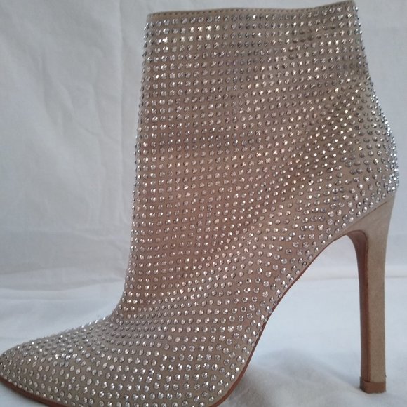 Aldo Champagne Crystal Embellished Pointed Toe Ankle Booties - Picture 10 of 10